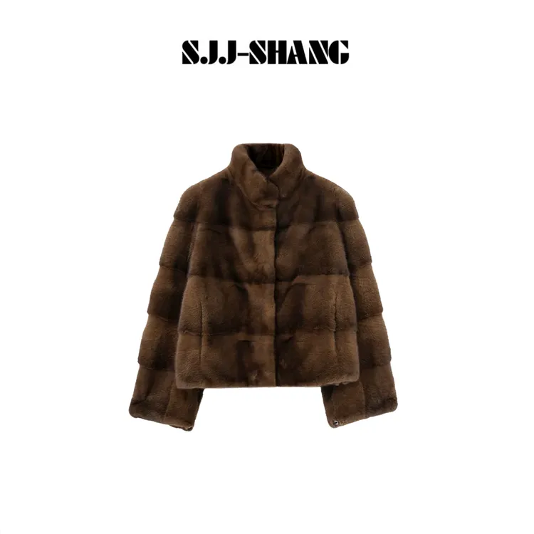 SJJ-SHANG【黑标皇冠】丹麦进口紫标SAGA级水貂横排天皮草q136786p