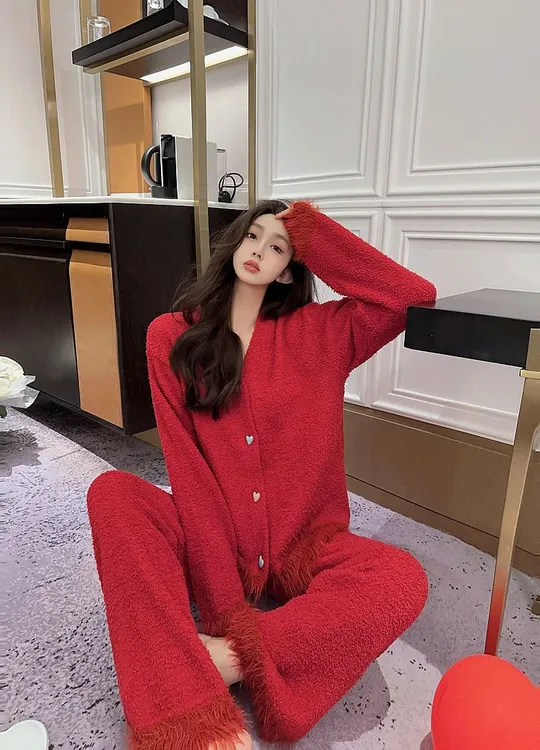 冬季保暖常规款女睡衣韩版时尚流苏甜美可外穿家居服套装