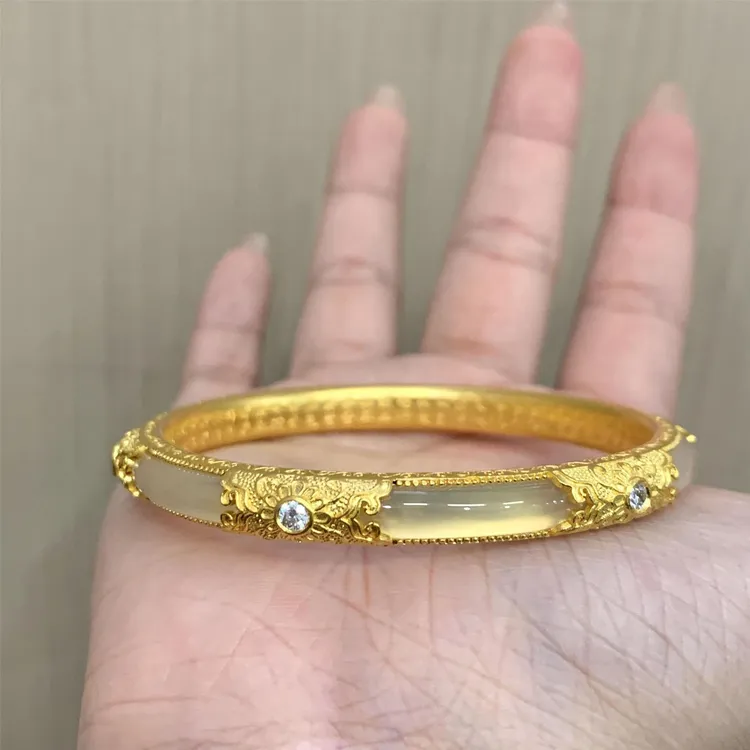 铜合金手镯 铺铺同款中宫手镯璀璨星辰点钻手镯宫廷风复古卡扣镯