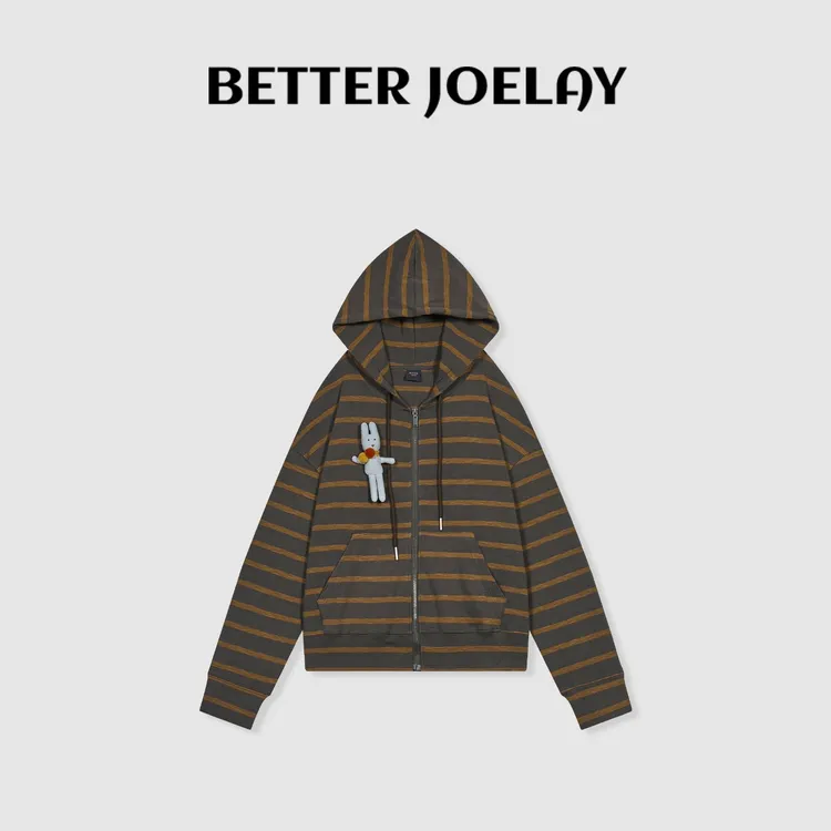 BETTERJOELAY-【玩偶俱乐部】时尚连帽百搭开衫卫衣休闲风KH3313