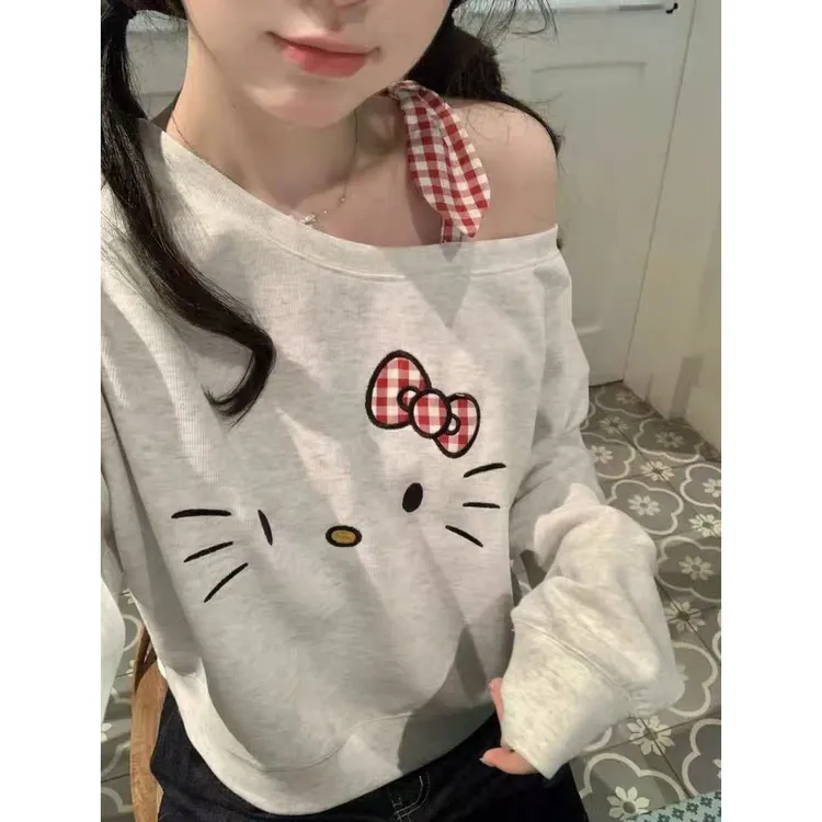 【小巧定制】XQ2633秋季新款甜美显瘦百搭系带绣花卫衣大码女装