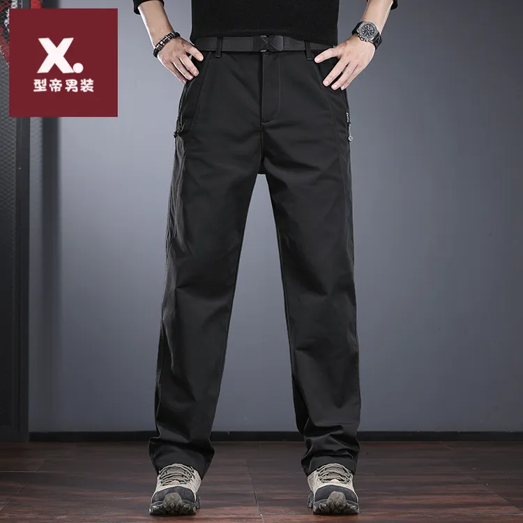 高级感男士休闲裤秋季欧美简约运动直筒裤拉链口袋户外徒步长裤潮