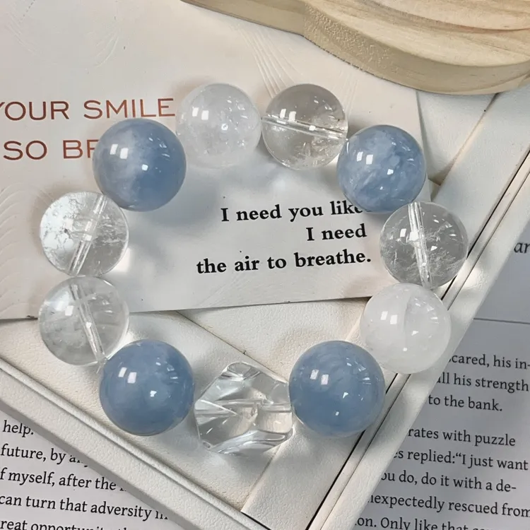 白水海蓝白幽灵温柔百搭时尚女款送礼原创手串ZDYSJ00116