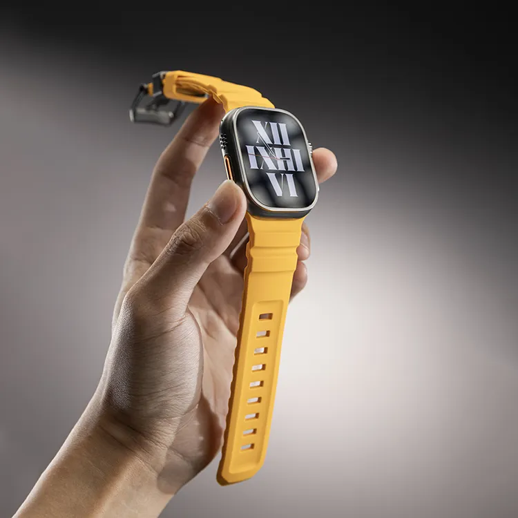 钛色金属扣AppleWatch10运动型硅胶表带不闷汗适用苹果手表iwatch