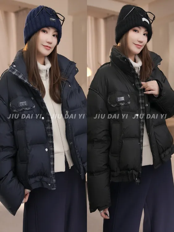 玖黛衣【续冬】冬季韩版立领新国标安心白鸭绒羽绒服WTP48058