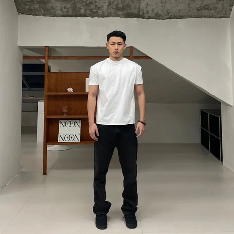 GTAL美式休闲纯色T恤男款纳维亚显肌肉健身运动弹力圆领短袖上衣