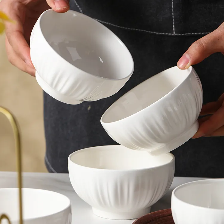 家用2025新款4.5/5英寸吃饭碗 纯白陶瓷米饭碗面碗小碗喝汤碗