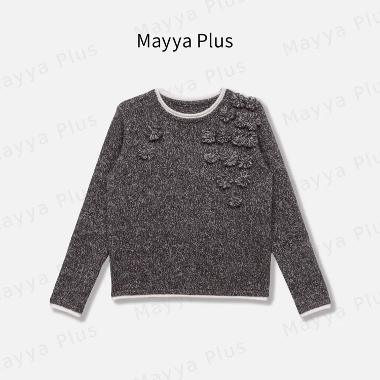 【艺术展】Mayya Plus麦芽定制韩系流光风减龄针织衫上衣女32537279