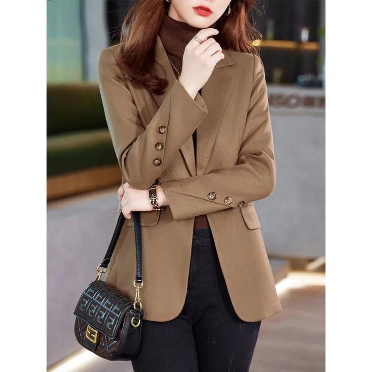咖色西装外套女2025新款女装休闲高级感小个子今年流行小西服女士