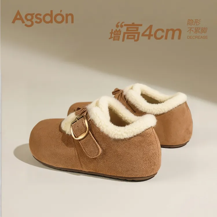 /奥古狮登加绒勃肯鞋女2025新款冬季厚底保暖棉鞋一脚蹬雪地靴爆Q