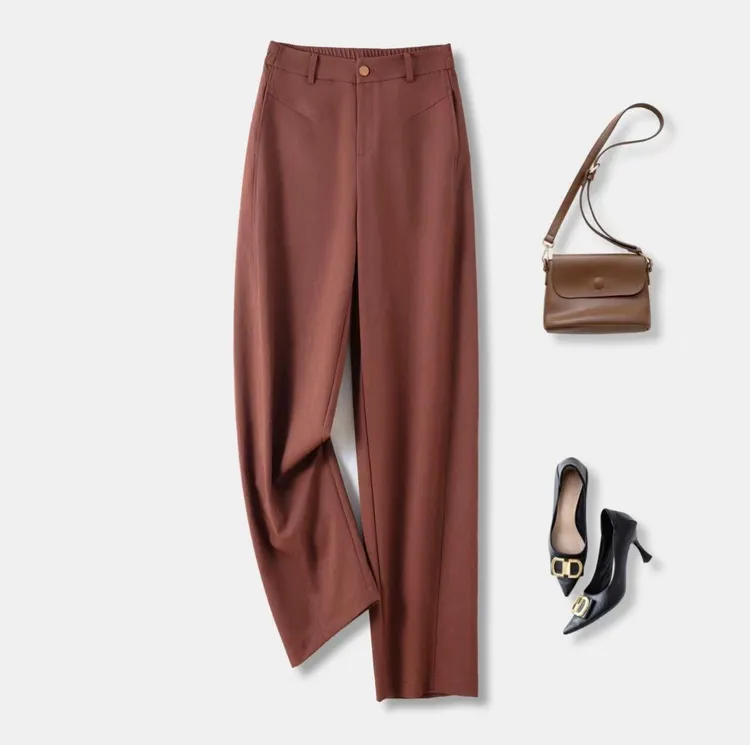 【鱼骨纹超汰棉】初秋高腰女士时尚百搭显瘦休闲镰刀裤-2566