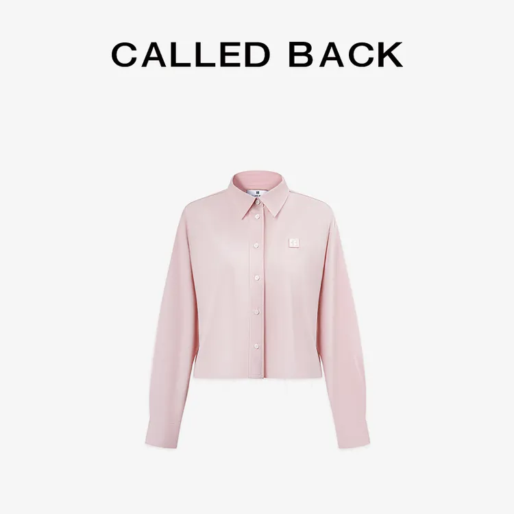 CALLED BACK新款短衬衫女秋季休闲百搭粉色减龄翻领长袖上衣