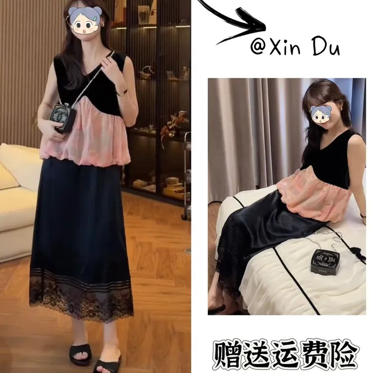 2025夏季新款时尚显瘦气质女士网红洋气两件套百搭款D21864