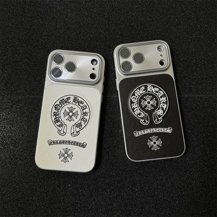 潮牌皮纹克罗心磁吸手机壳适用iPhone17promax/16/15镜片全包壳