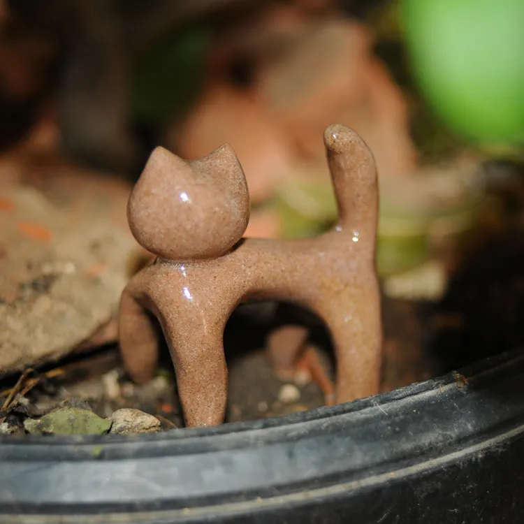 【淄博花釉】手捏喵咪陶瓷摆件可爱小猫