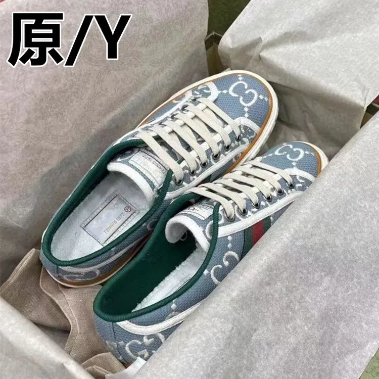 高版G家刺绣1977复古帆布鞋老花拼色男女款板鞋休闲小白鞋运动鞋