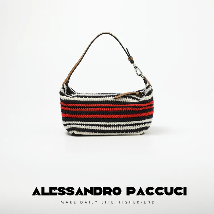 AP洛哥43055BD彩色条纹棉织柔软单肩包时尚百搭休闲手提包