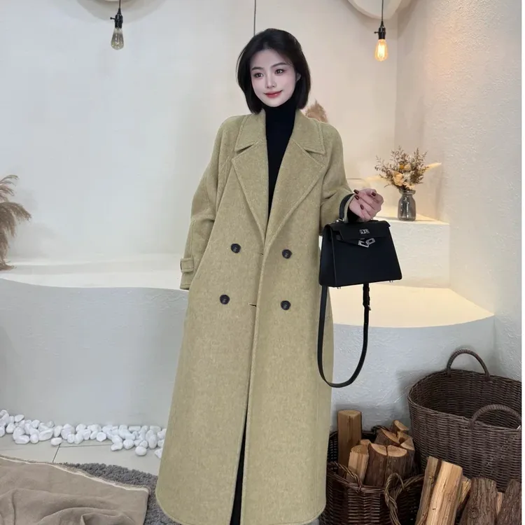 25秋冬新款双面羊毛大衣女款长款大衣高定版本翻领大衣轻奢版2509