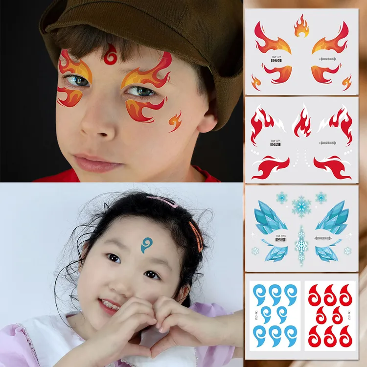 哪吒2同款眉心贴纸额头花钿敖丙装扮蓝色脸贴魔童闹海真火周边cos