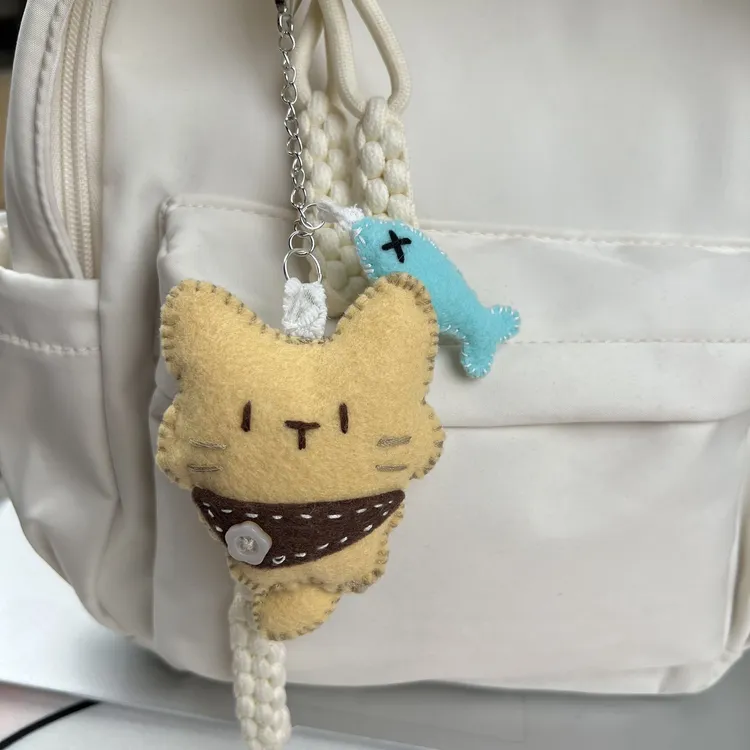 【荔枝】可爱的小猫小魚不织布挂件手工DIY材料包钥匙扣送对象闺蜜