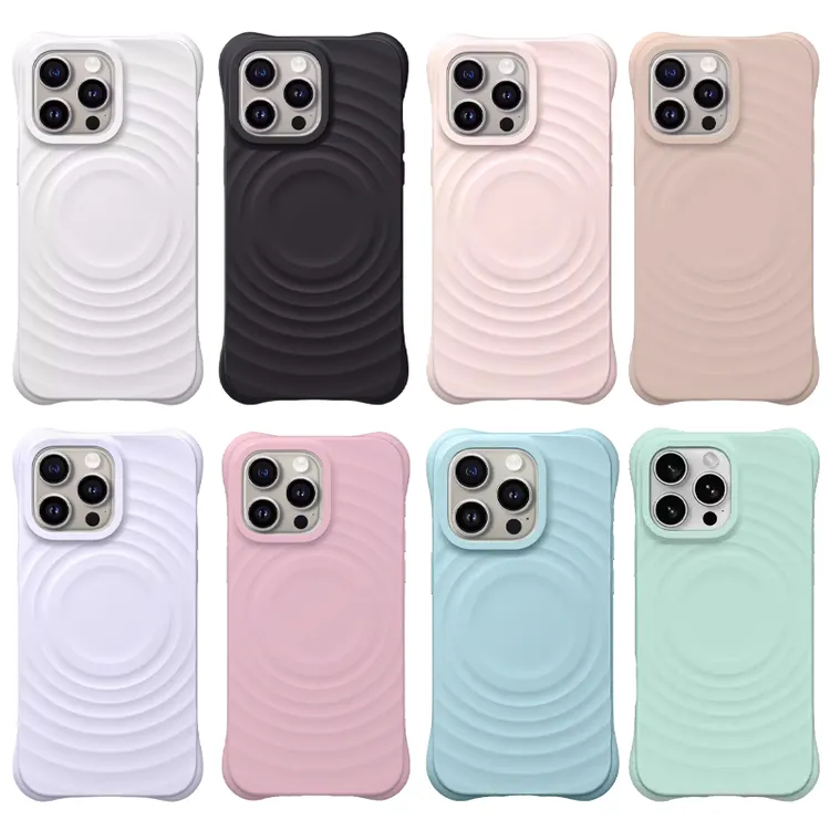 纯色波漾壳MagSafe磁吸纯色适用于iPhone17promax手机壳16/15/14