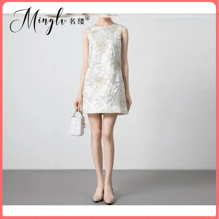 优雅新款背心裙走秀无袖连衣裙女A字裙气质夏季欧洲站2025名媛风