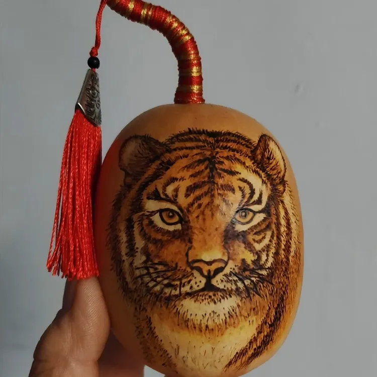 精品烙刻福禄葫芦工艺手把件葫芦虎虎生威