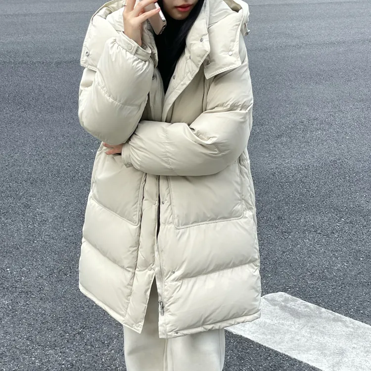 QS927正品羽绒服女2024冬季新款连帽加厚中长款防风保暖过膝外套