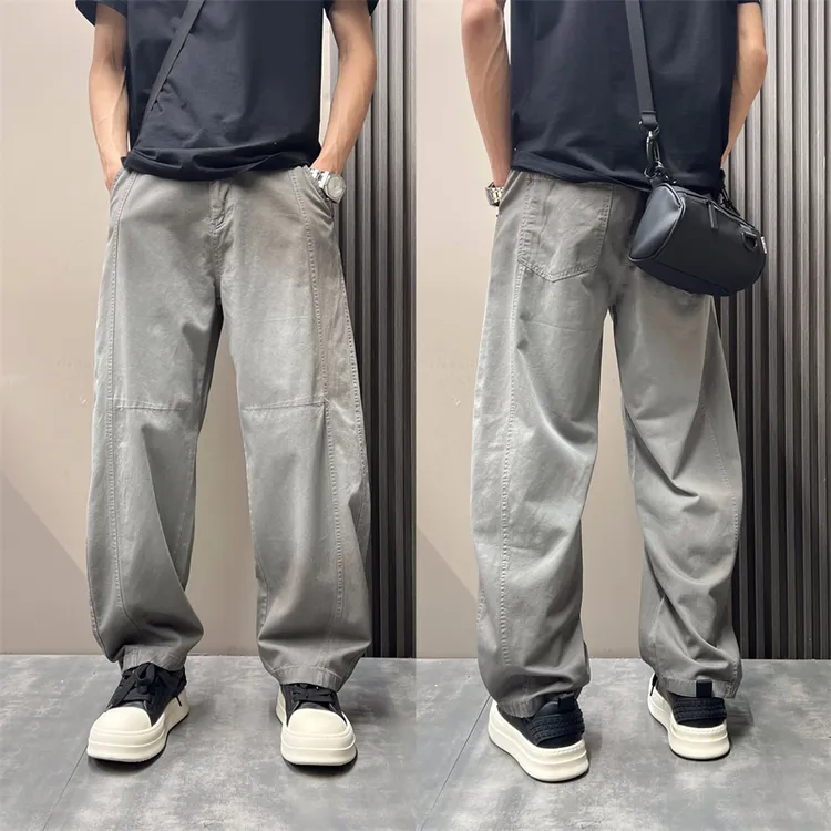 美式潮流牛仔裤男士秋季新款水洗渐变痞帅长裤子百搭宽松弯刀裤男