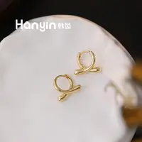 铜合金耳饰 简约大气时尚气质交叉水滴耳扣小巧百搭耳饰