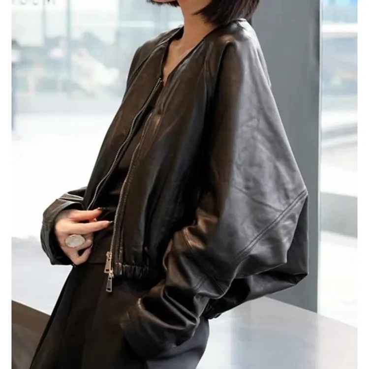 又酷又飒高级感气场黑色皮衣2025春季新款小众时髦百搭夹克短外套