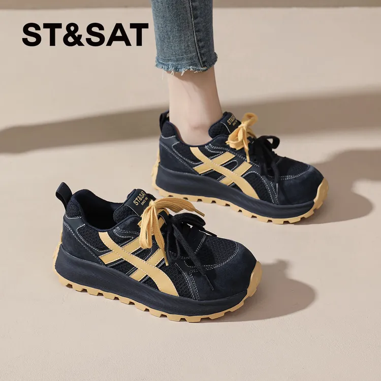 星期六厚底老爹鞋女2025新款冬季加绒休闲鞋运动鞋巨好看德训鞋子