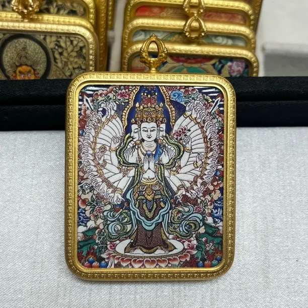 唐卡 千手观观 脖挂 吊坠 车挂 重工 民族风