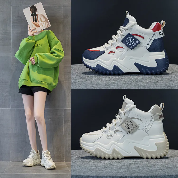 增高7公分真皮女鞋2025秋冬新款百搭韩版厚底老爹鞋学生休闲鞋女