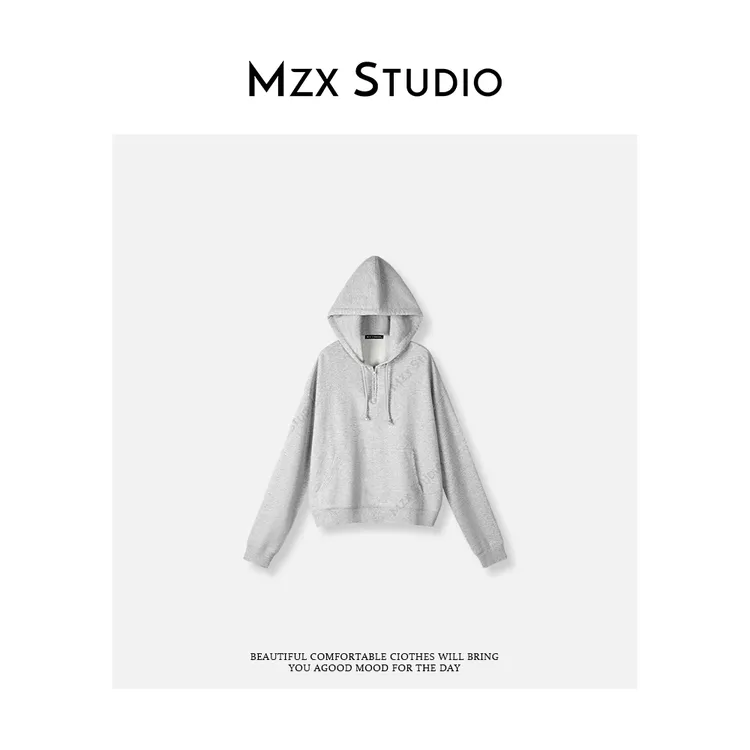 MZX 秋季纯棉小破边设计款长袖连帽卫衣 SY9916-R
