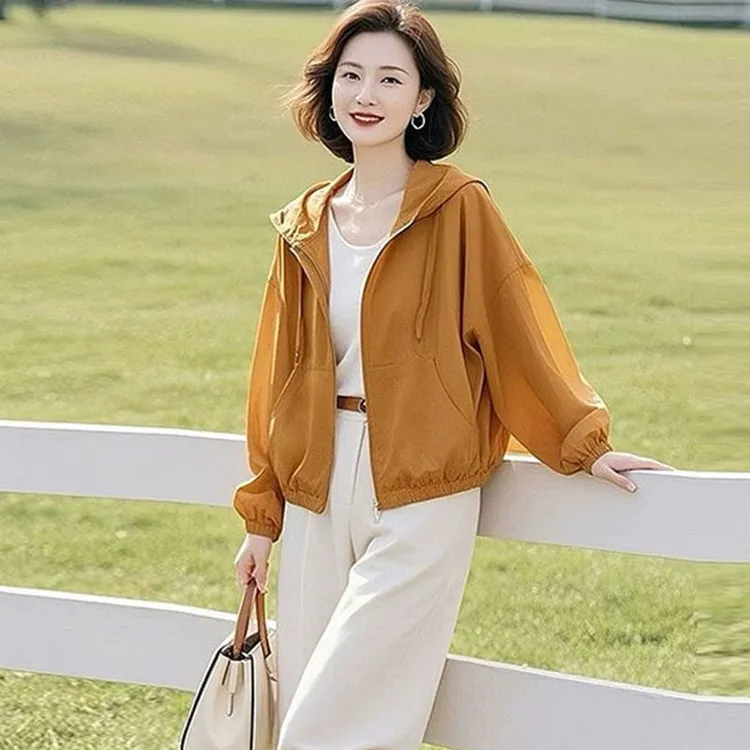 款新款连帽2025春夏多巴胺薄款宽松小个子休闲防晒夹克上衣短
