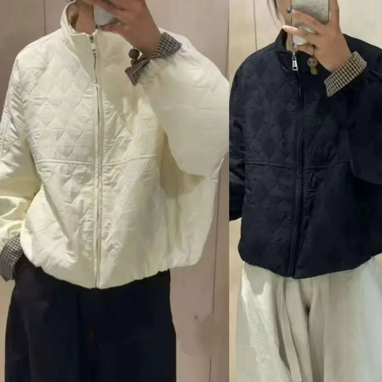 女立领螺纹下摆落肩袖薄款短外套百搭休闲短款韩版