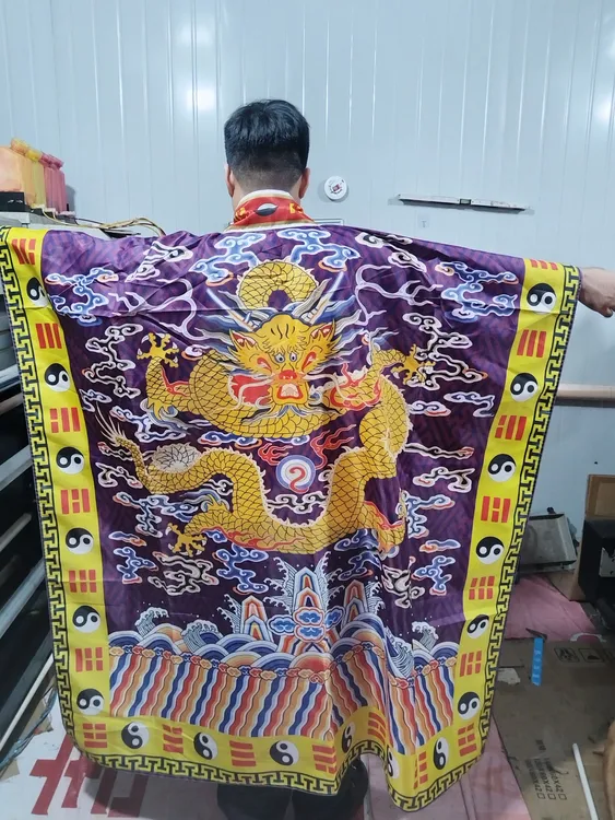定制佛家道家薄款双龙印花法衣塔衣道袍经衣降衣道士专用支持定制