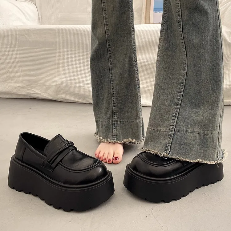 复古英伦风增高厚底小皮鞋女单鞋2025新款春秋季松糕玛丽珍乐福鞋