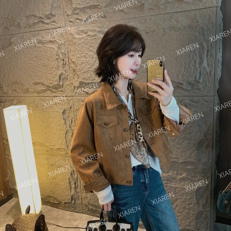 XIAREN【麂皮绒夹克】秋装女款爆款2025新款外套休闲时尚显气质