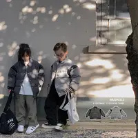 阿又男童冬季撞色V领羽绒服航线儿童复古保暖83322D