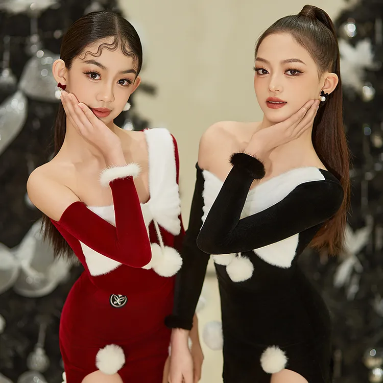 星木漾拉丁舞服「雪绒新年」春节圣诞新年拉丁舞练习服表演服节日服