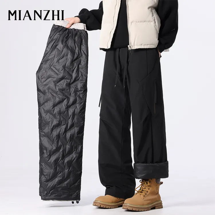 棉致羽绒裤男外穿保暖直筒裤宽松户外冲锋裤休闲裤防风防水软壳裤