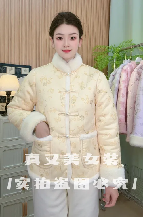 新款棉衣冬季中式民族风棉服上衣加绒加厚网红通用拜年服保暖外套