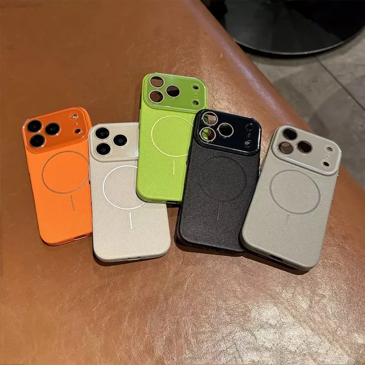 适用iPhone17PROMAX荔枝纹细圈磁吸肤感镜头膜保护