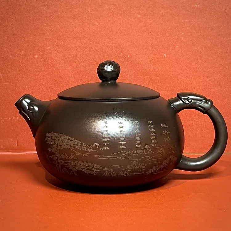 紫陶迎客松祥龙西施凤鸣壶大容量家用中式手工泡茶大号紫砂壶商品图