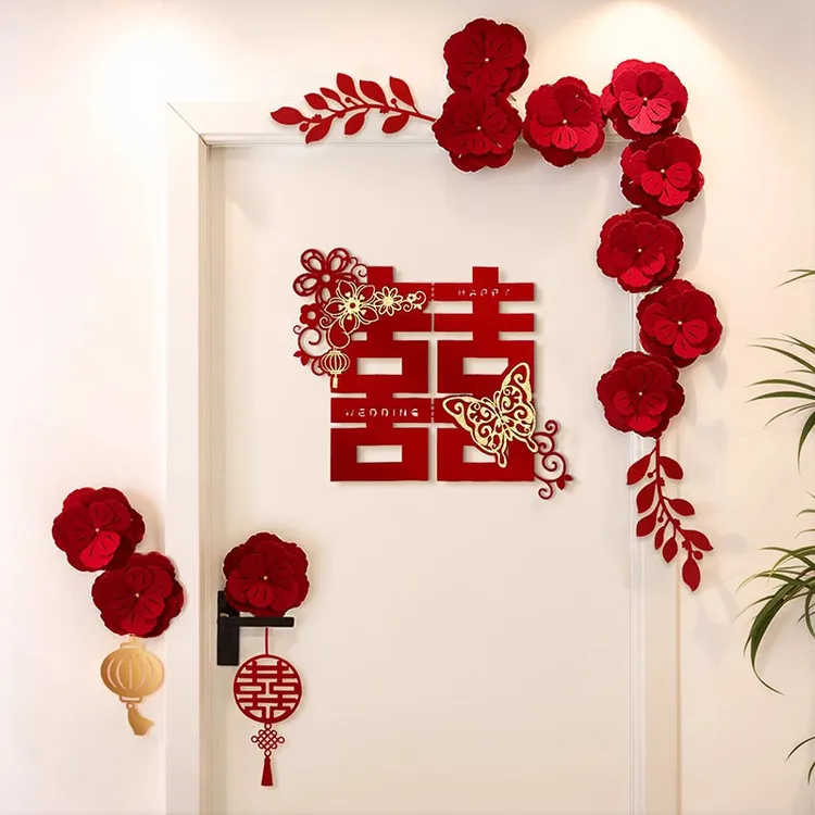 结婚门喜字贴房门布置装饰男女方卧室门上氛围全套2026新房酒店商品图