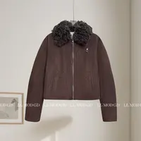 暖度非凡 可拆卸羊毛卷大翻领麂皮派克服羽绒保暖外套XR-263641