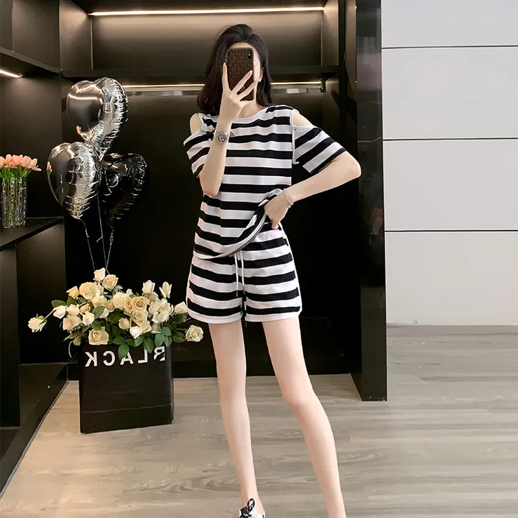 3333少女风新中式时尚套装套装条纹风流苏慵懒风夏装夏季短裤