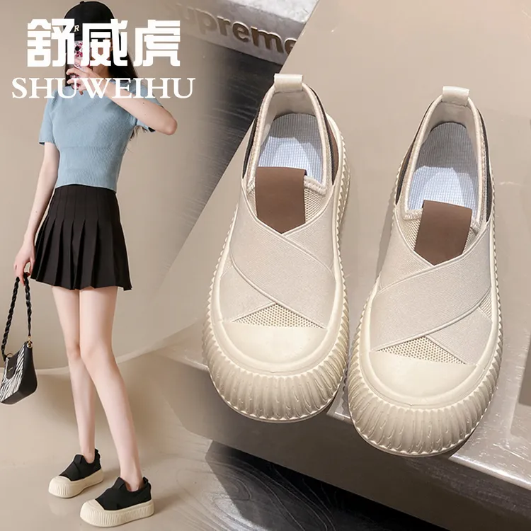 2025新款懒人百搭小白鞋女厚底薄面透气运动板鞋韩版ins休闲女鞋